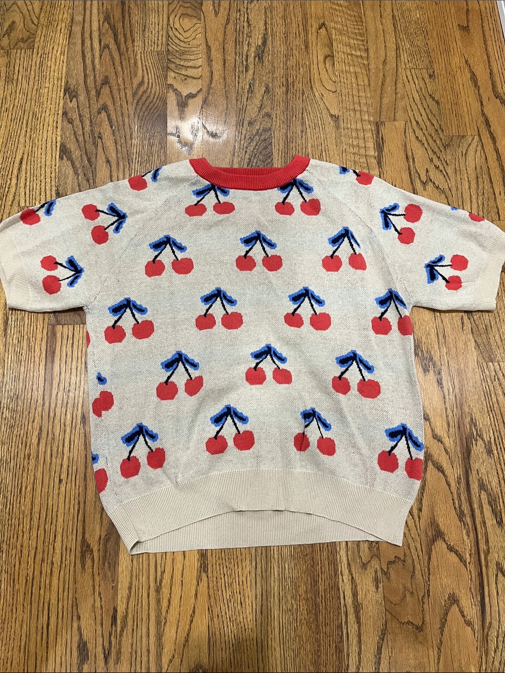 Women’s 70s Beige Cherry Knot Shirt - Retro Fruit